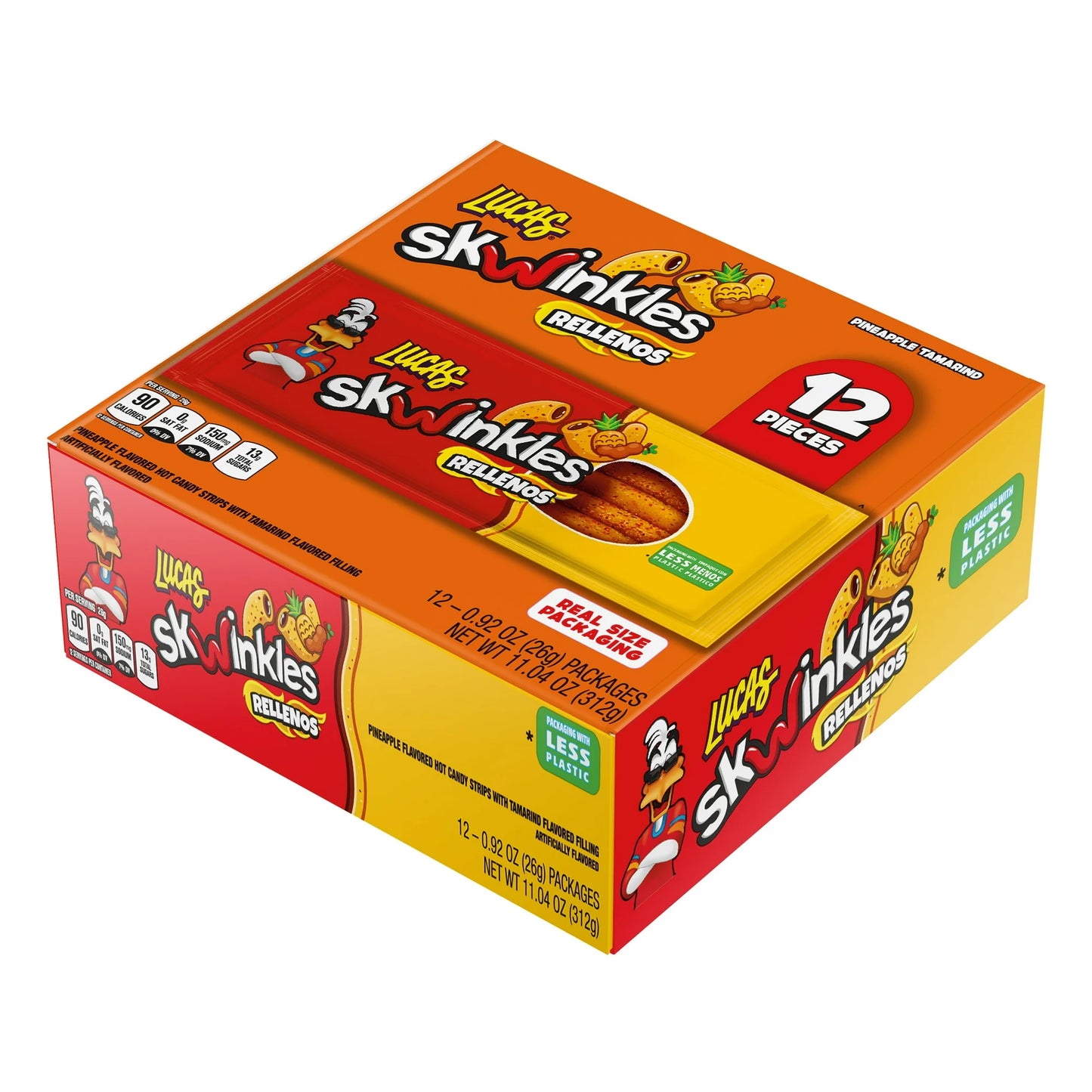 Lucas Skwinkles Rellenos Pineapple Tamarind Candy, 0.92 oz, 12 Pack