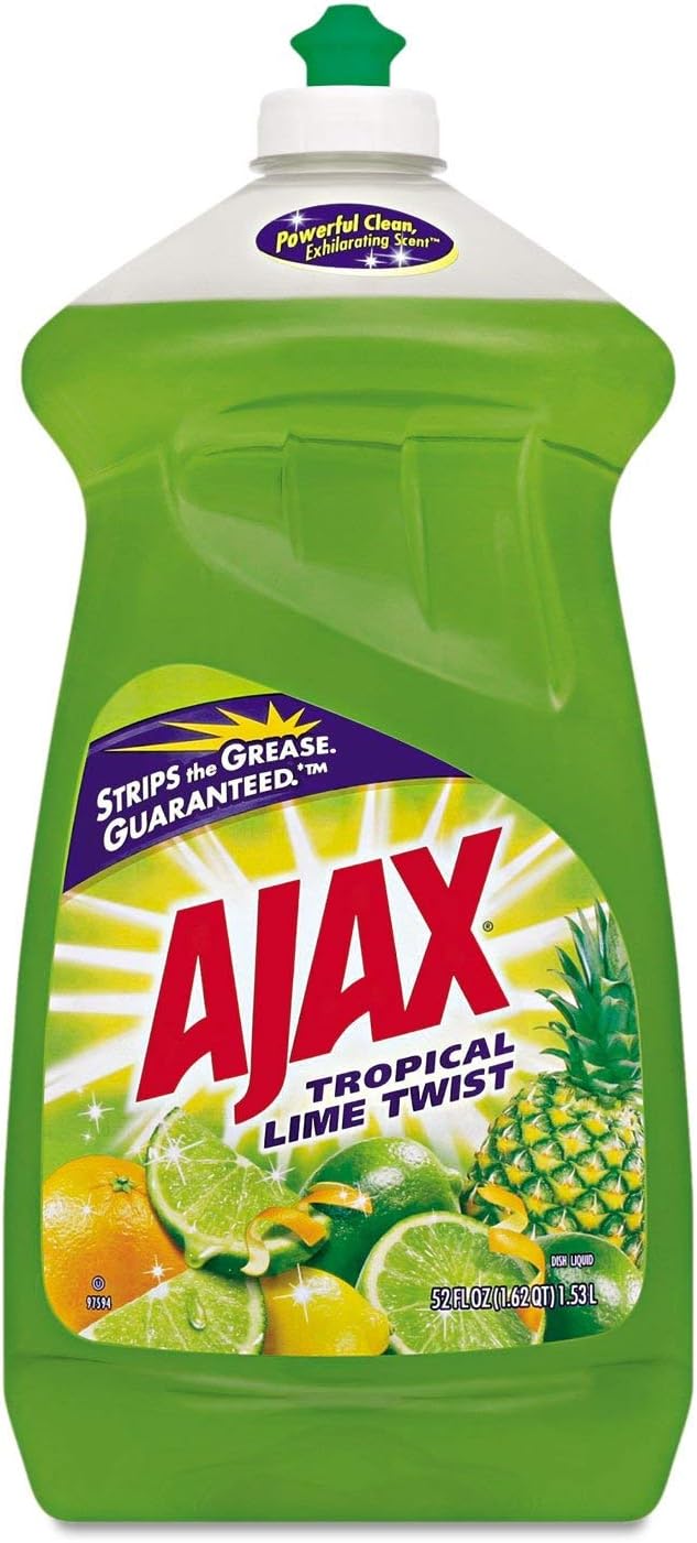 Ajax Dish Detergent, Lime Scent, 52 oz Bottle, 6/Carton