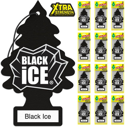 LITTLE TREES Car Air Freshener | Xtra Strength Provides Long-Lasting Scent for Auto or Home | Extra Boost of Fragrance | Black Ice, 24 Air Fresheners