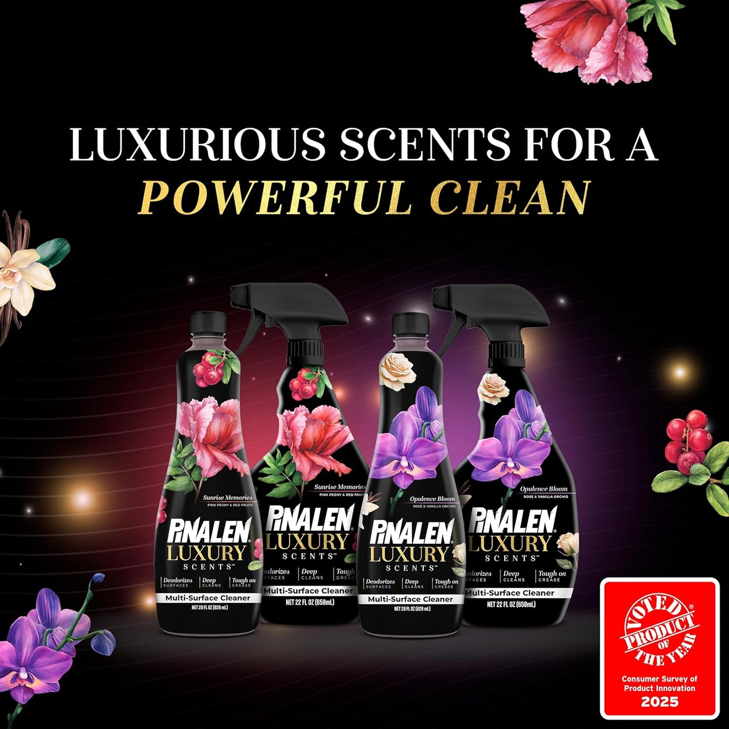 PINALEN Luxury Scent Multipurpose Cleaning Spray - Opulence Bloom - 22 fl oz - All Purpose Cleaner for Kitchen, Bathroom & Surfaces
