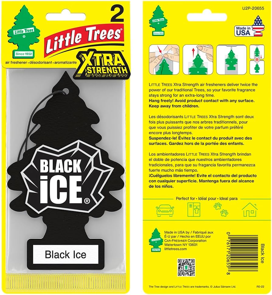 LITTLE TREES Car Air Freshener | Xtra Strength Provides Long-Lasting Scent for Auto or Home | Extra Boost of Fragrance | Black Ice, 24 Air Fresheners