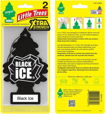 LITTLE TREES Car Air Freshener | Xtra Strength Provides Long-Lasting Scent for Auto or Home | Extra Boost of Fragrance | Black Ice, 24 Air Fresheners