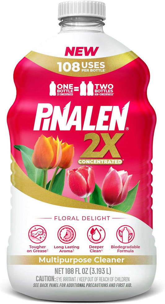 PINALEN 2X Max Aromas Concentrated Multipurpose Cleaner - Floral Delight Scent - 108 fl oz - All Purpose Cleaner for Kitchen, Bathroom, Floors & Outdoors