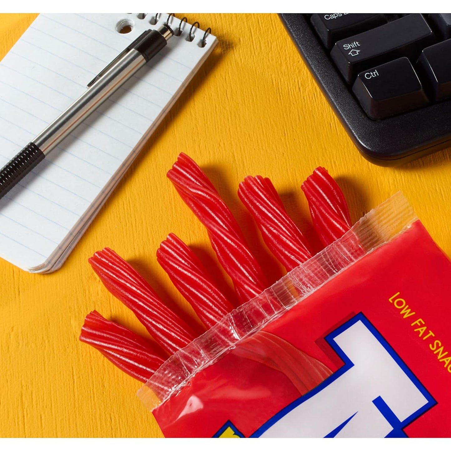 TWIZZLERS PULL 'N' PEEL Cherry Flavored Licorice Style, Low Fat Candy Big Bag, 28 oz (Pack of 4)
