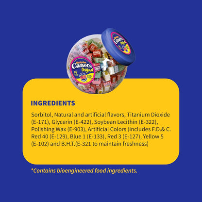 Canel's 4-Piece Gum Pack Jar in Original Flavors - Peppermint, Spearmint, Cinnamon, Fruit, Blueberry, Violet, and Menthol, 300 Count