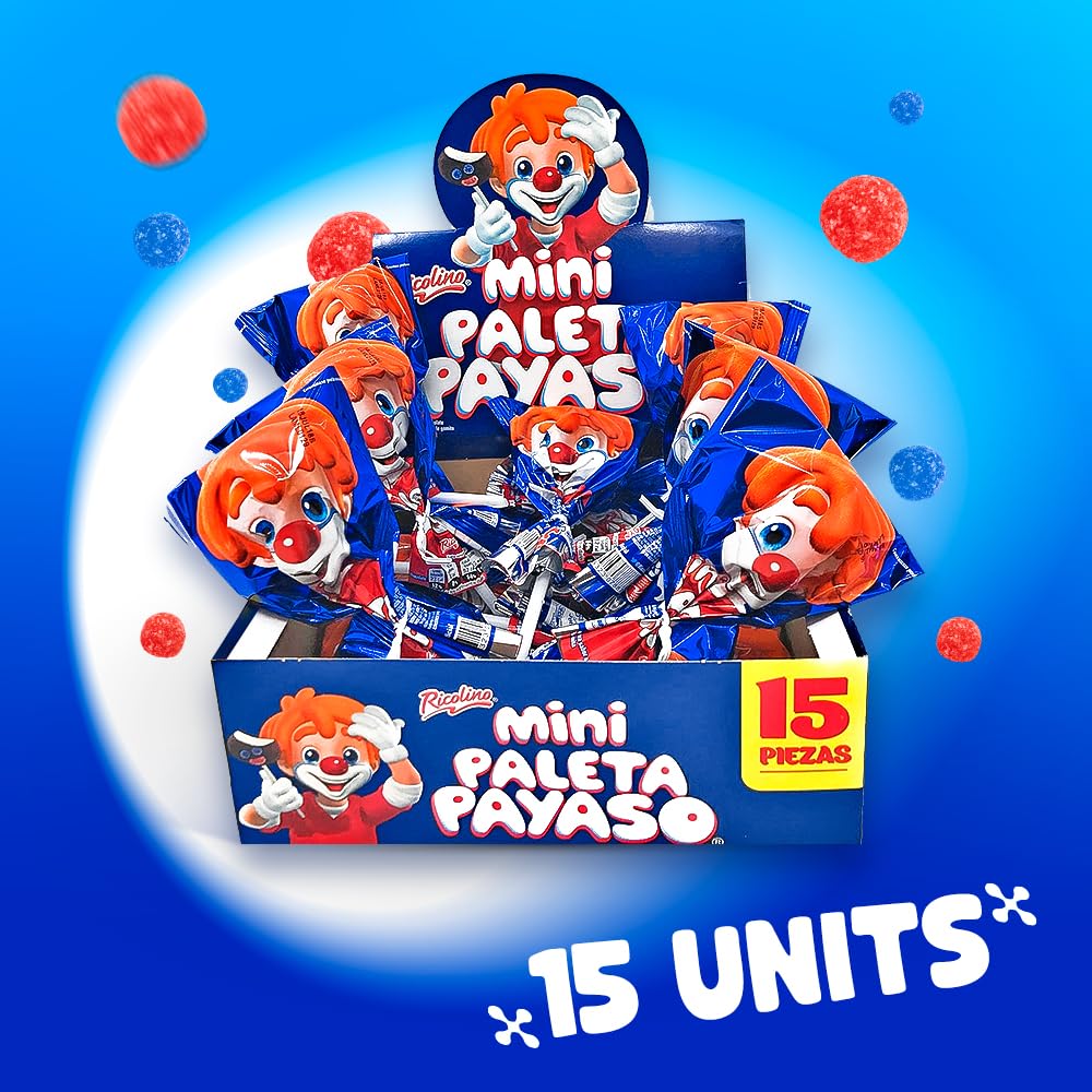 Ricolino Mini Paleta Payaso Chocolate Covered Marshmallow Lollipop (15 Count) -Coated Marshmallows Lollipops - Mexican Suckers, Hispanic Perfect for Birthdays, Gifts, and More