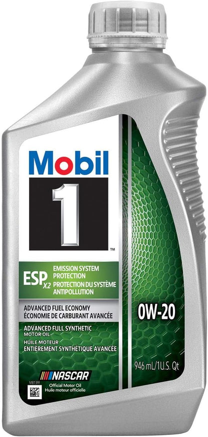 Mobil 1 ESP X2 Full Synthetic Motor Oil 0W-20, 1 Quart, Case of 6