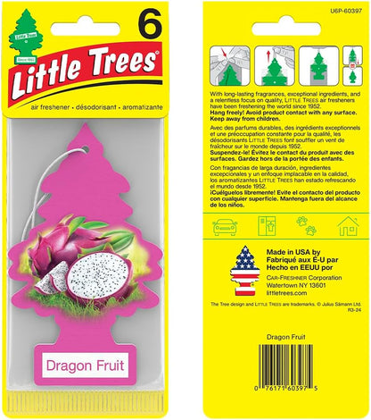 LITTLE TREES Car Air Freshener | Hanging Tree Provides Long Lasting Scent for Auto and Home | Dragon Fruit, 24 Air Fresheners