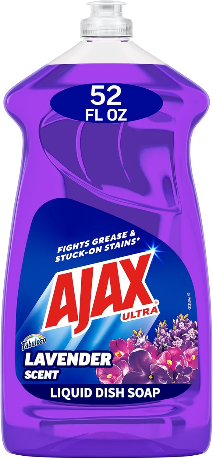 Ajax Ultra Liquid Dish Soap with Fabuloso Lavender Scent, Deep Cleaning Action, Mess-Free, Easy-Flip Cap, 52 fl oz Bottle
