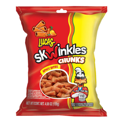 Lucas Skwinkles Sweet & Sour Candy Chunk Mango Flavored with Tamarind Filling, 1 Bag of 4.586oz, Perfect for Snacks, Parties