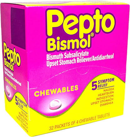 Pepto Bismol Chewables Dispenser - 32 Packs of 4