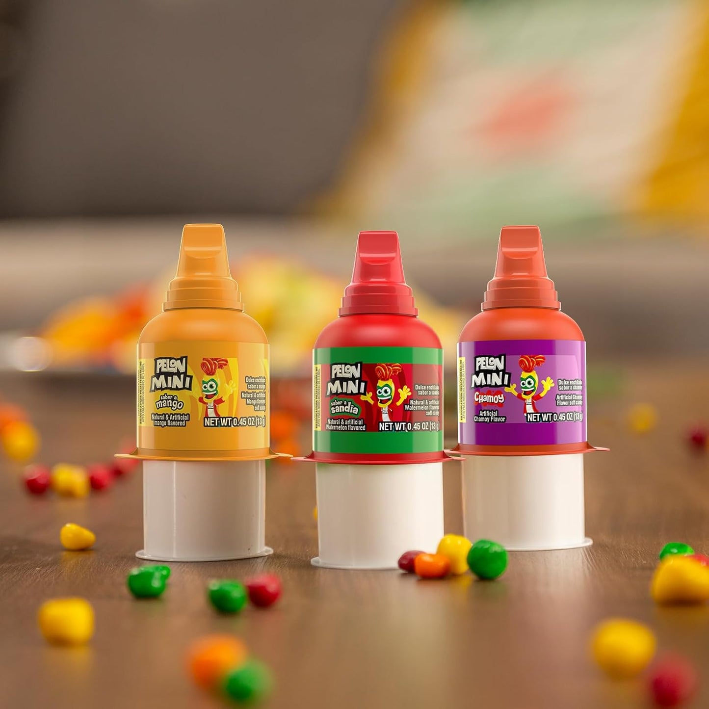 Pelon Pelo Rico Mini Assorted Watermelon, Mango, and Chamoy Candy, 0.45 oz, 18 Count (Pack of 1)