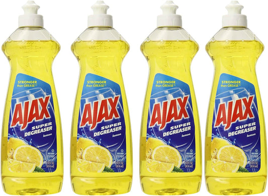 Ajax Super Degreaser Dish Liquid, Lemon, 28 Ounce -Pack of 4