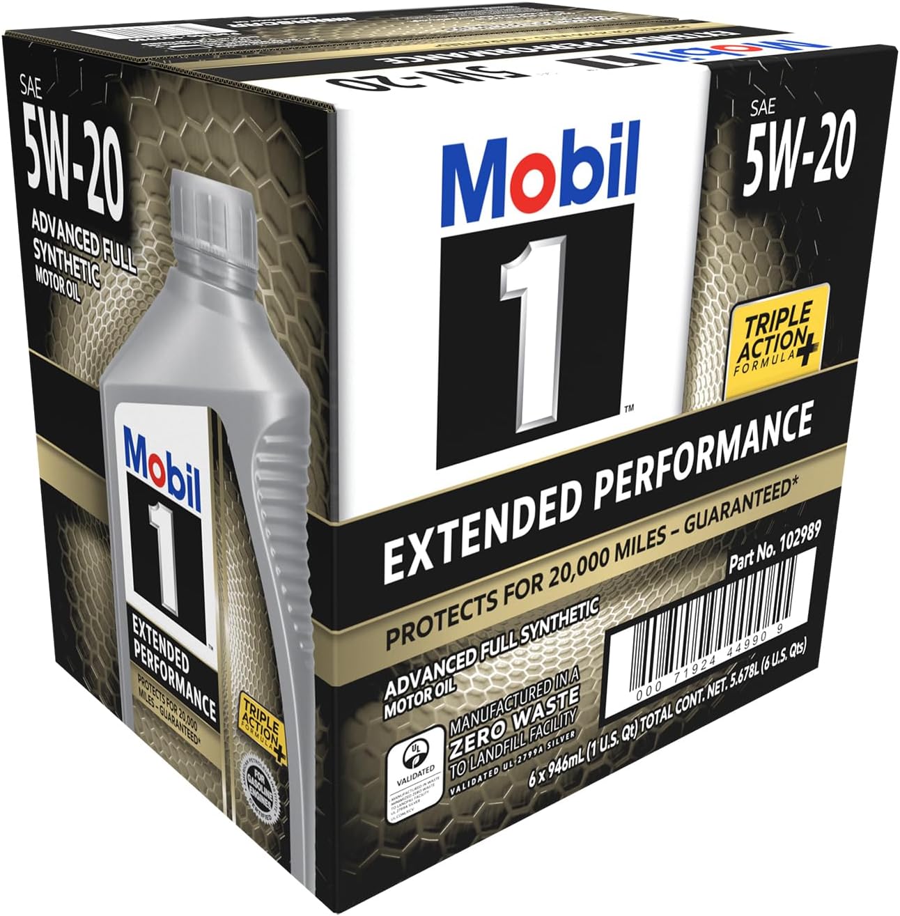 Mobil 1 Extended Performance Full Synthetic Motor Oil 5W-20, 1 Quart (6-pack)