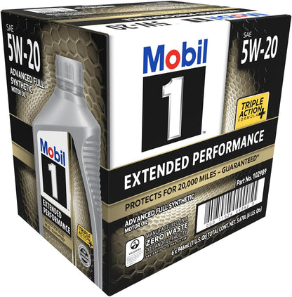 Mobil 1 Extended Performance Full Synthetic Motor Oil 5W-20, 1 Quart (6-pack)