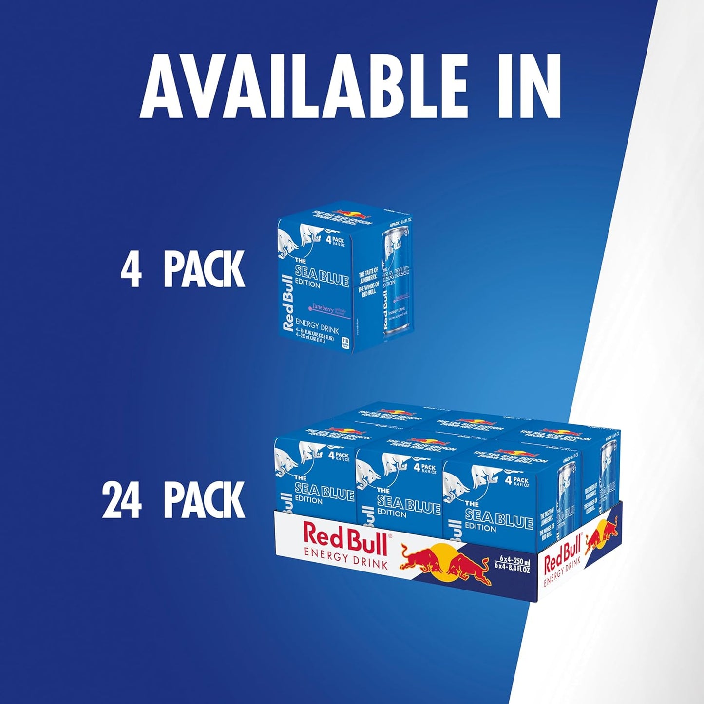 Red Bull Sea Blue Edition Energy Drink, Juneberry, with 80mg Caffeine plus Taurine & B Vitamins, 8.4 Fl Oz, Pack of 24 Cans (6 Packs of 4)