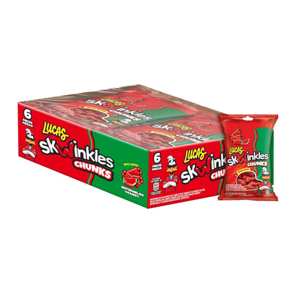 Lucas Skwinkles Candy Chunk Watermelon Flavored with Tamarind Filling 1.60oz, 6 pieces Pack