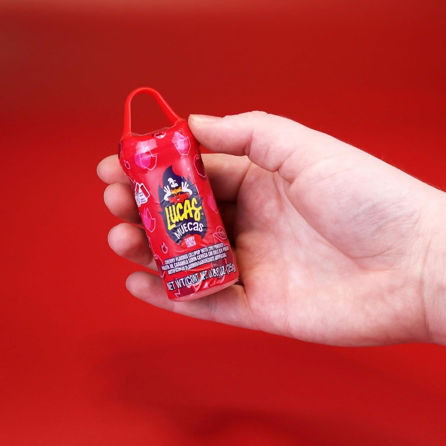 Needzo Lucas Muecas Cherry Flavored, 2 in 1 Candy Powder and Lollipop, Fiesta Favors, Swirl Sticker Included, 0.88 Ounces (Pack of 5)