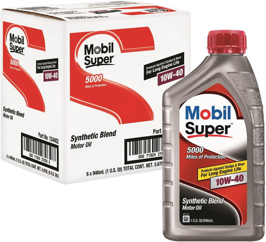6 Quarts Genuine Mobil Super MOB-10W40 Premium Motor Oil 124402