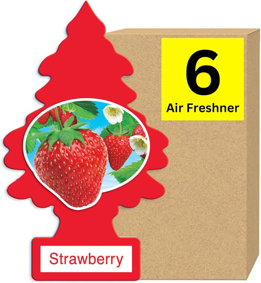 LITTLE TREES Car Air Freshener | Hanging Paper Tree for Home or Car | Strawberry | 6 Pack