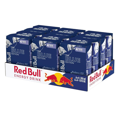 Red Bull Blue Edition Energy Drink, Blueberry, with 114mg Caffeine plus Taurine & B Vitamins, 12 Fl Oz, 6 Packs of 4 Cans (Pack of 24)