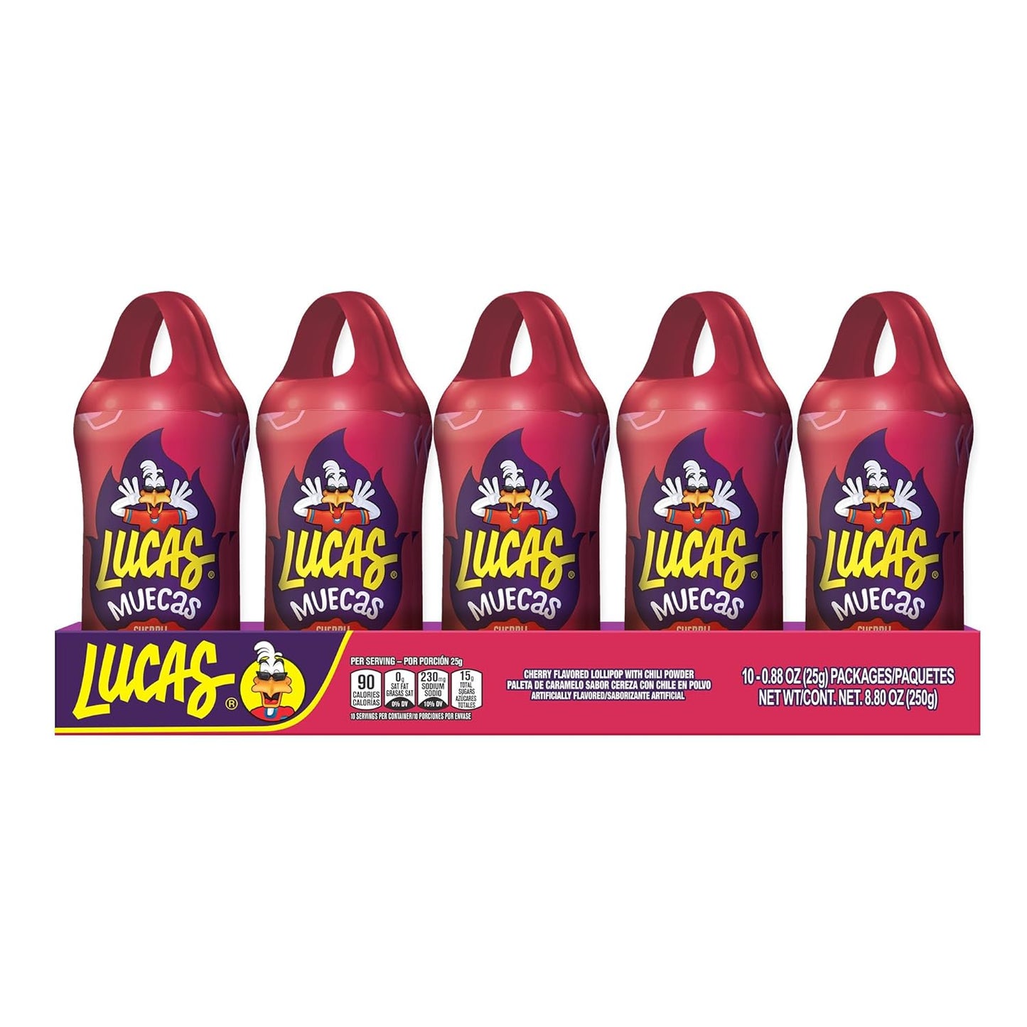 Lucas Muecas Cherry Flavor Lollipop With Chili Powder, 8.8 Ounce