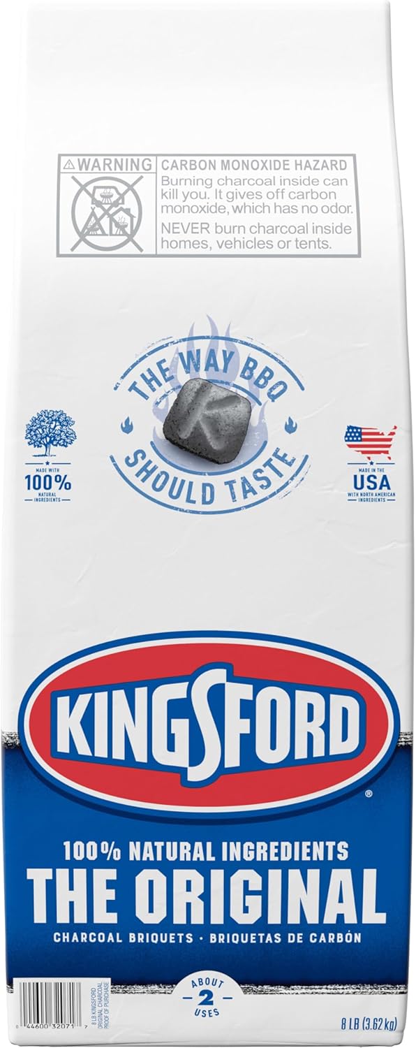 Kingsford Original Charcoal Briquettes, BBQ Charcoal for Grilling, 8 Pounds (Package May Vary)