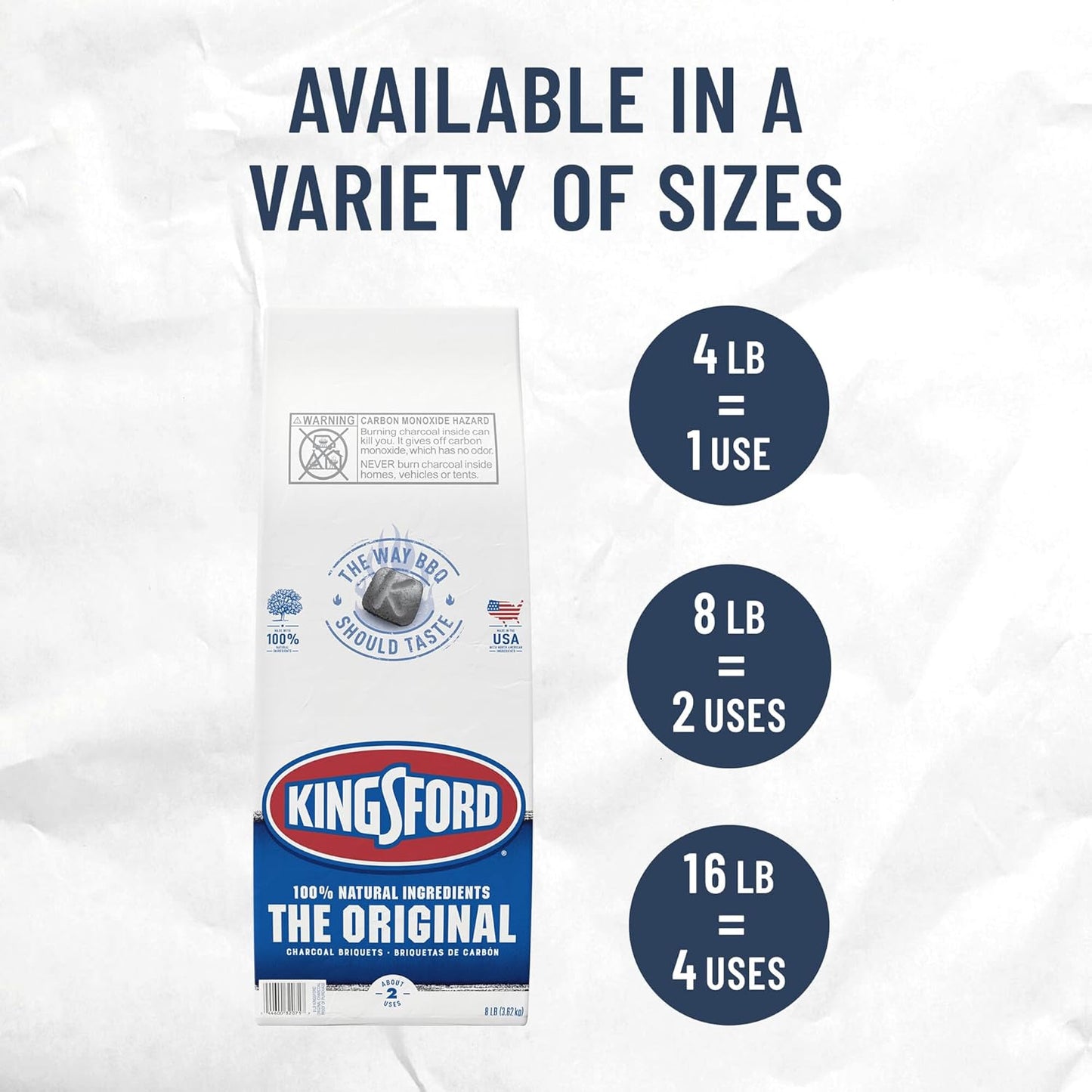 Kingsford Original Charcoal Briquettes, BBQ Charcoal for Grilling, 8 Pounds (Package May Vary)