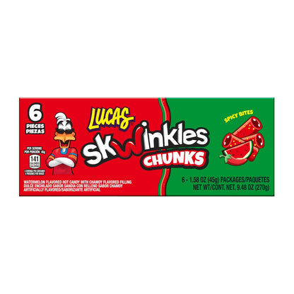 Lucas Skwinkles Candy Chunk Watermelon Flavored with Tamarind Filling 1.60oz, 6 pieces Pack