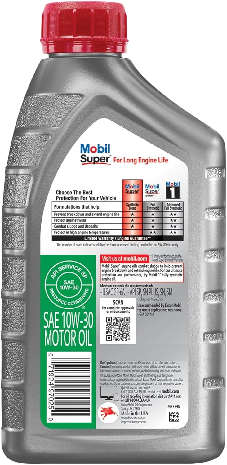 Mobil 120431 Super Duty Engine Oil (10W30, 1Qt)