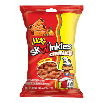 Lucas Skwinkles Candy Chunk Mango Flavored with Tamarind Filling 2.46oz, 12 pieces Pack, Perfect for Snacks, Parties