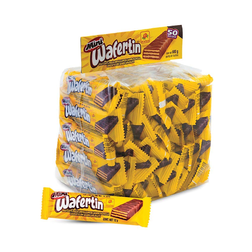 De La Rosa Mini Wafertin, Crunchy Vanilla Cream Chocolate Covered Bite Size Wafers