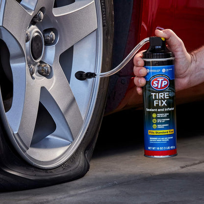 STP Tire Fix Flat Tire Sealant and Inflator, 16 oz, Instantly Seals Leaks and Inflates Pressure, Essential Item for Your Roadside Emergency Kit