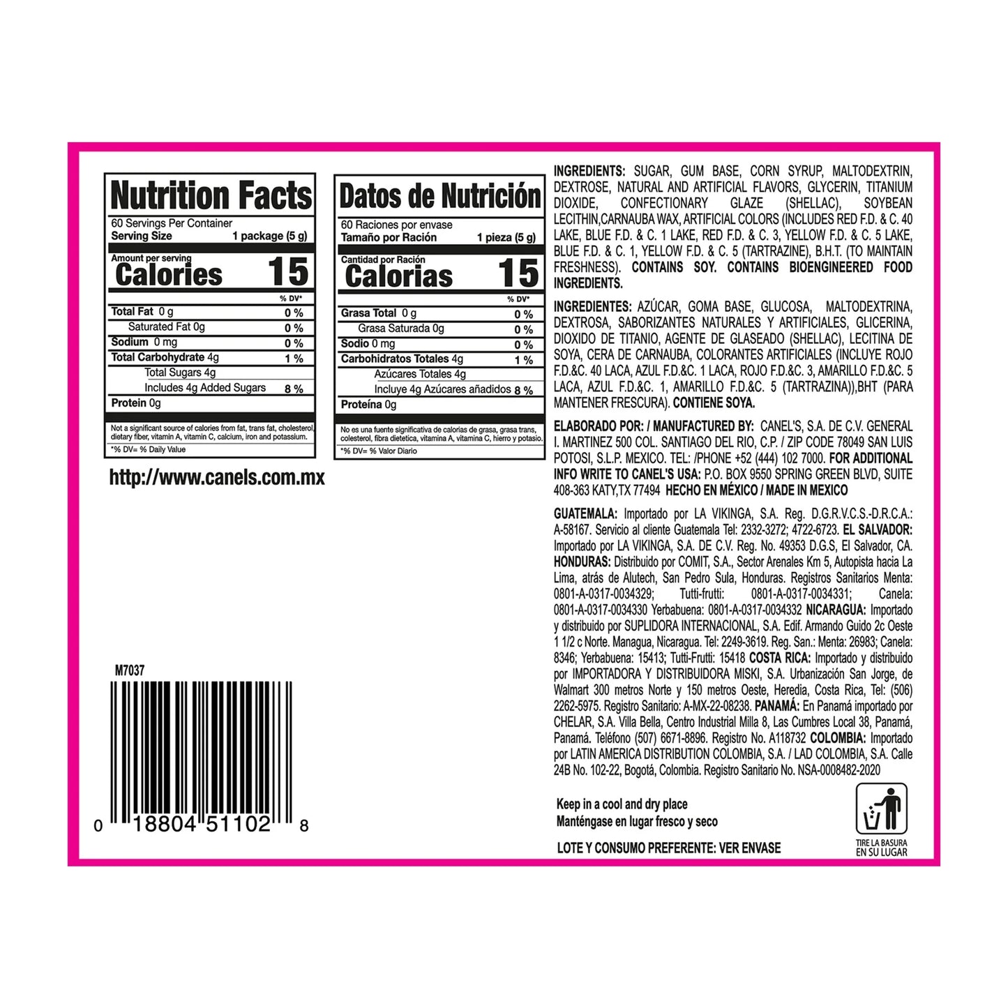 Canel's Chewing Gum Big Fun Pack, Original Flavors, 4 Pieces, 60 Pack