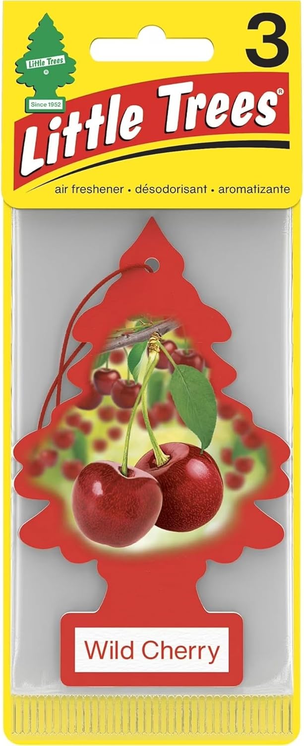 LITTLE TREES Car Air Freshener | Hanging Paper Tree for Home or Car | Wild Cherry | 3 Pack