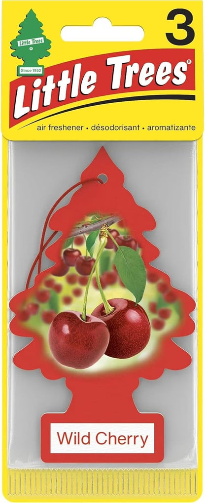 LITTLE TREES Car Air Freshener | Hanging Paper Tree for Home or Car | Wild Cherry | 3 Pack