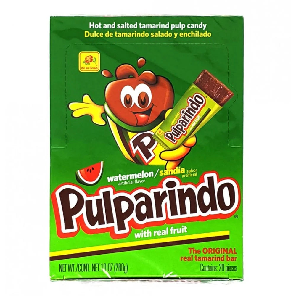 20 PC Pulparindo Watermelon Mexican Candy Tamarindo Bar Sandia Hot Salted Flavor