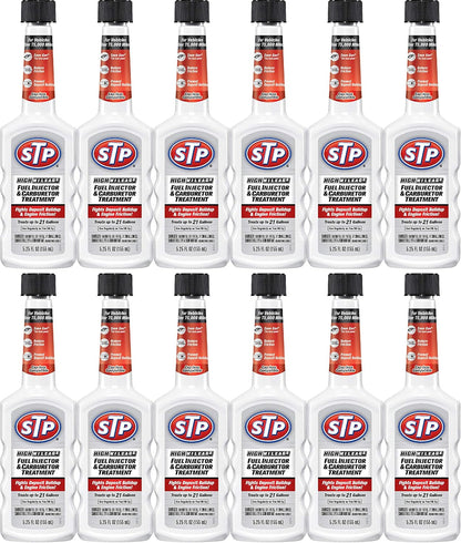 STP High Mileage Fuel Injector Cleaner and Carburetor Cleaner Treatment, Bottled Lubricant for Upper Cylinder, 5.25 Oz, 12 Count, STP