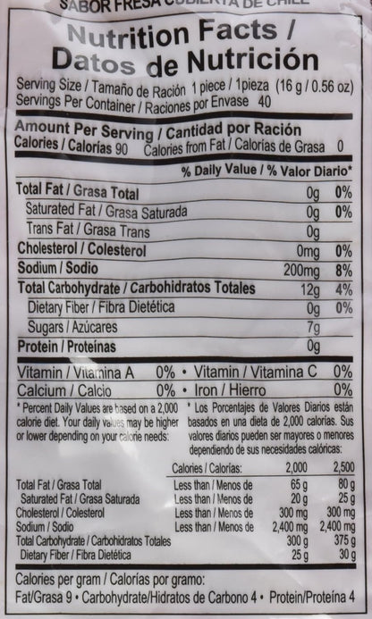 Vero Elotes Paletas Sabor Fresa Con Chile Mexican Hard Candy Chili Pops 40 Pcs