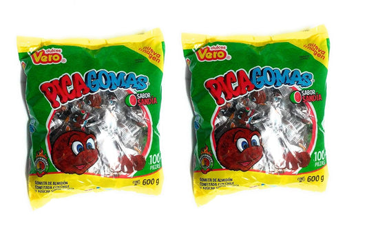 Dulces Vero Vero Pica Sandia Chili Watermelon Flavor Gummy Mexican Candy,100 Pieces,1 LB,5.15 OZ Two Pack