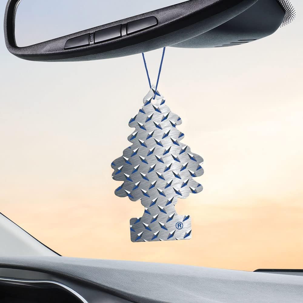LITTLE TREES Air Fresheners Car Air Freshener. Hanging Tree Provides Long Lasting Scent for Auto or Home. Pure Steel, 24 Air Fresheners