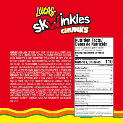Lucas Skwinkles Sweet & Sour Candy Chunk Mango Flavored with Tamarind Filling, 1 Bag of 4.586oz, Perfect for Snacks, Parties