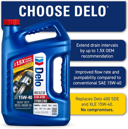 Delo 400 XLE Heavy Duty Synblend Diesel Engine Oil 15W-40, 1 Gallon, Pack of 1
