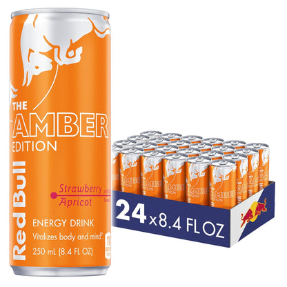 Red Bull Amber Edition Strawberry Apricot Energy Drink, 8.4 Fl Oz, 24 Cans