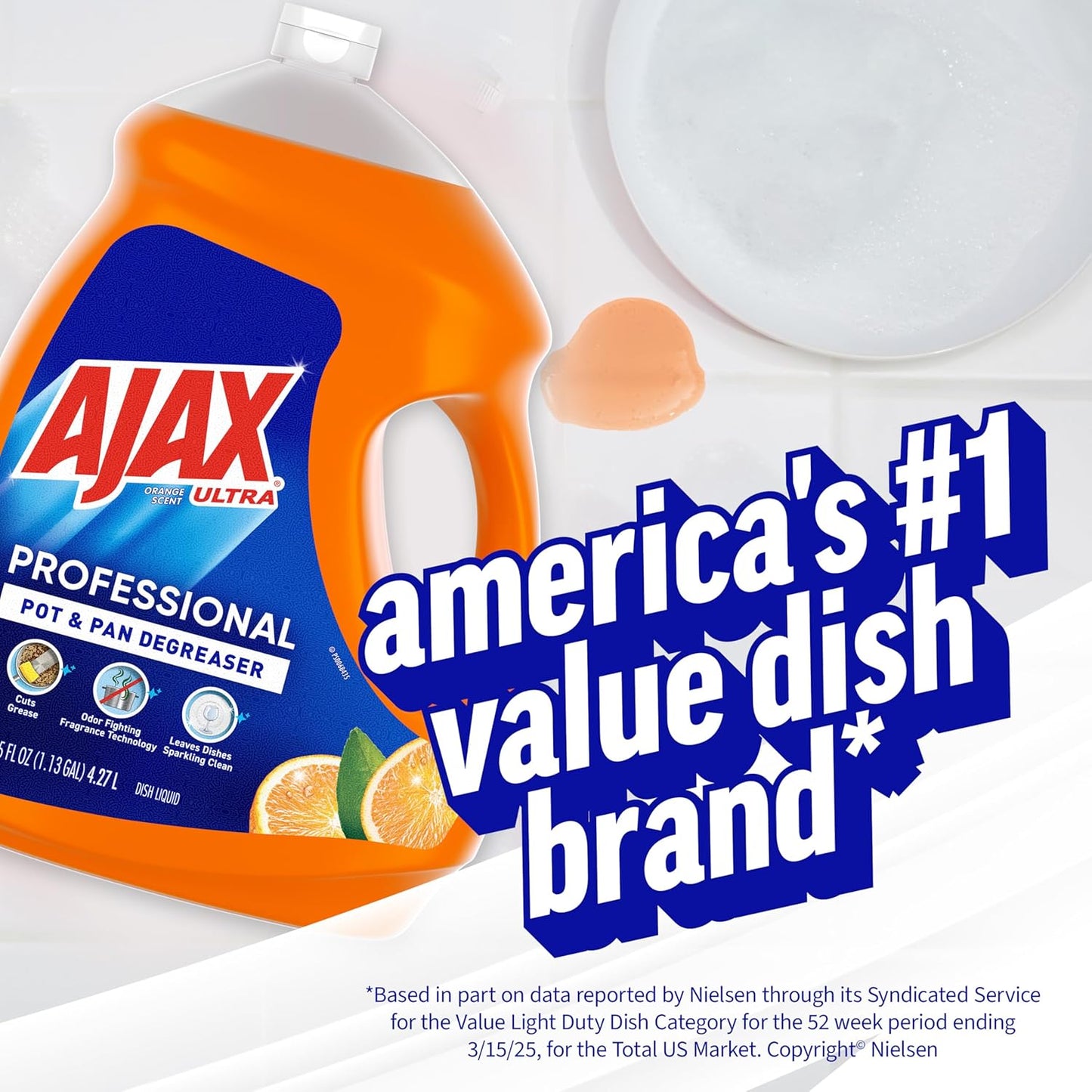 Ajax Ultra Professional Antibacterial Pot & Pan Dish Soap, Orange Scent, 145 fl. oz. (1.13 gal.), 4/Pack (61034313CT)