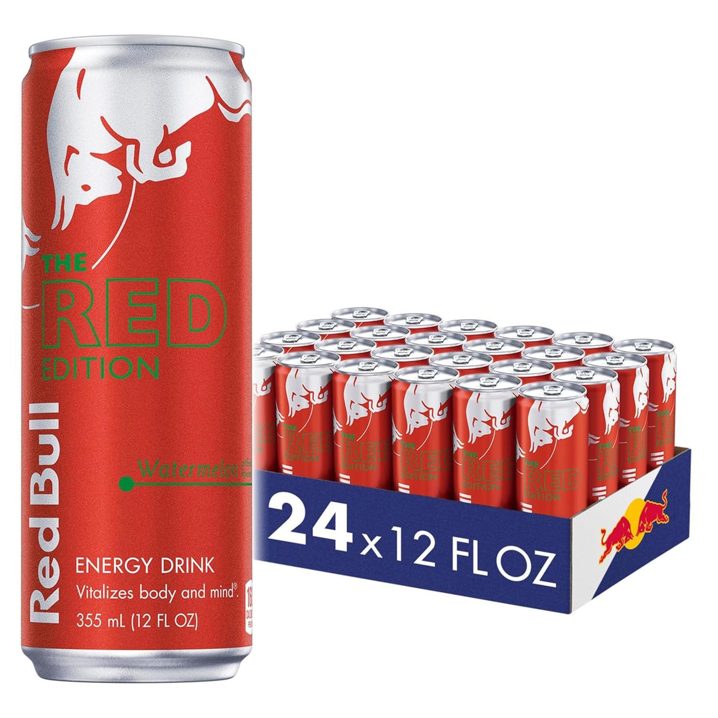Red Bull Red Edition Energy Drink, Watermelon, with 114mg Caffeine plus Taurine & B Vitamins, 12 Fl Oz, Pack of 24 Cans