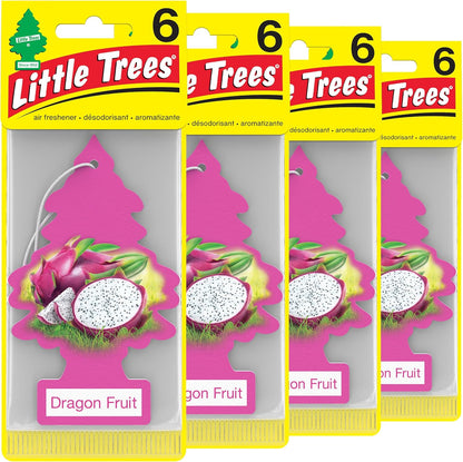 LITTLE TREES Car Air Freshener | Hanging Tree Provides Long Lasting Scent for Auto and Home | Dragon Fruit, 24 Air Fresheners