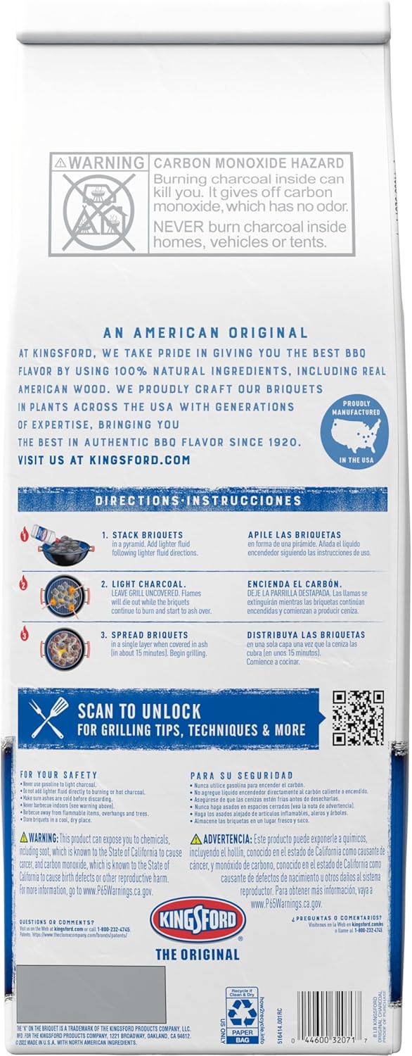 Kingsford Original Charcoal Briquettes, BBQ Charcoal for Grilling, 8 Pounds (Package May Vary)