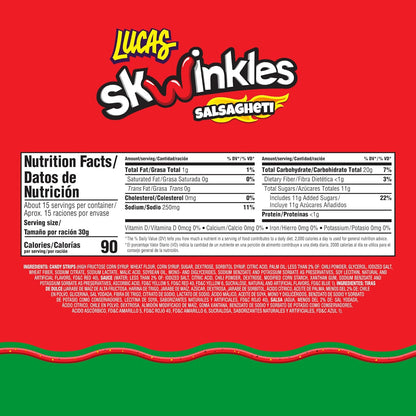 Lucas Salsagheti Watermelon Flavored Sweet & Hot Candy Strips and Tamarind Flavored Sauce, King Size 2.4 oz - 6 Pieces Pack for Treats, Snack, Parties, Piñatas