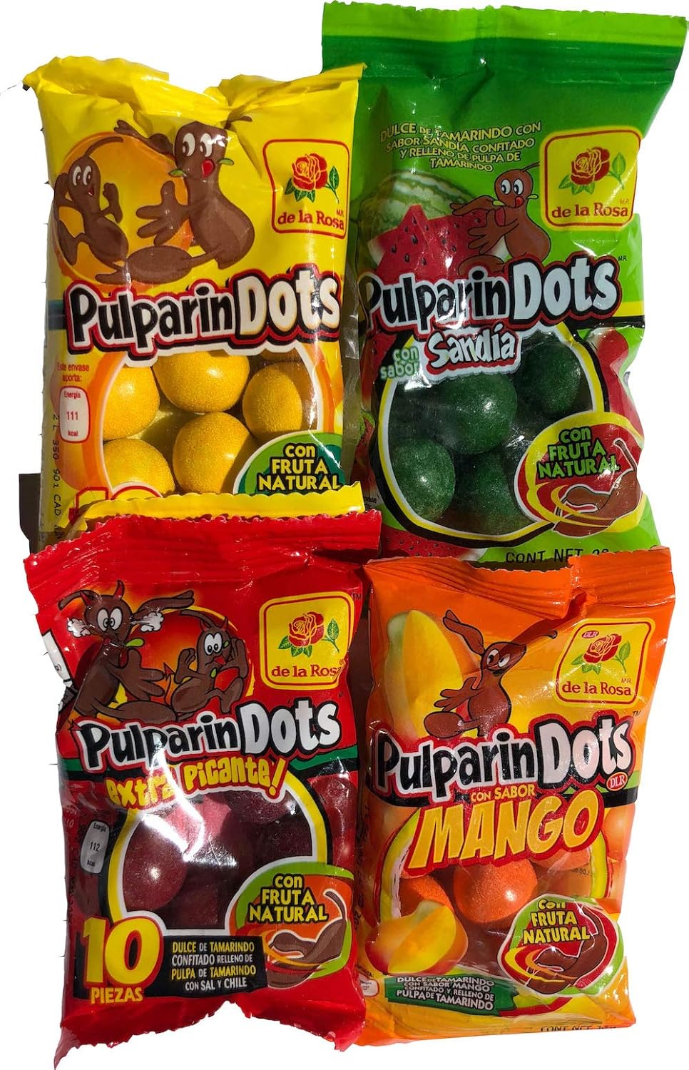 Tama Roca Pellizco Natural Tamarind Candy with Salt and Chili 40 Count with FREE Pulparin Dots (4 Flavors)